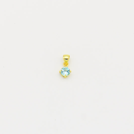 Blue Topaz 18k GF Prong Pendant