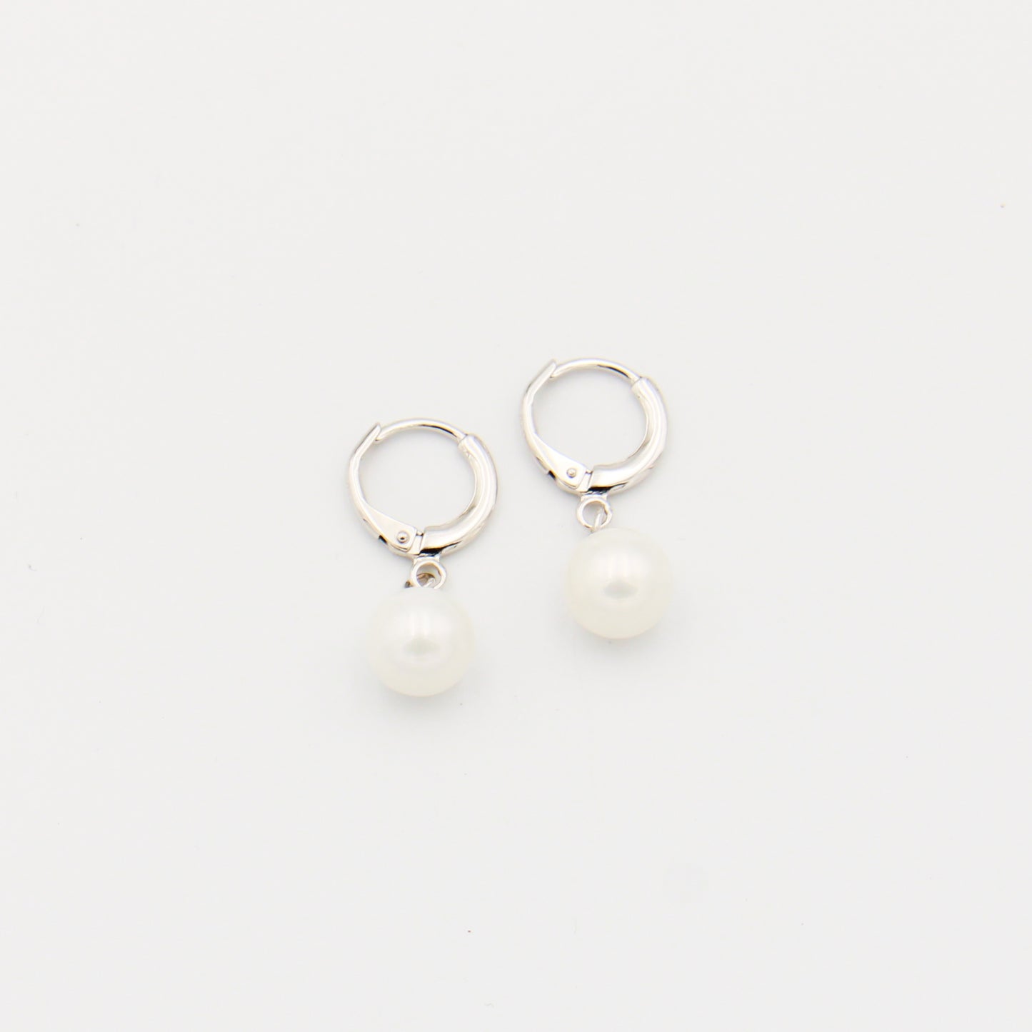 Sterling Pearl Drop Hoop Earrings
