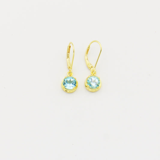 Blue Topaz 18k GF Drop Earrings