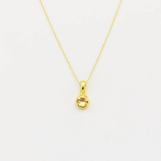 18k Gold Filled Round Citrine Necklace