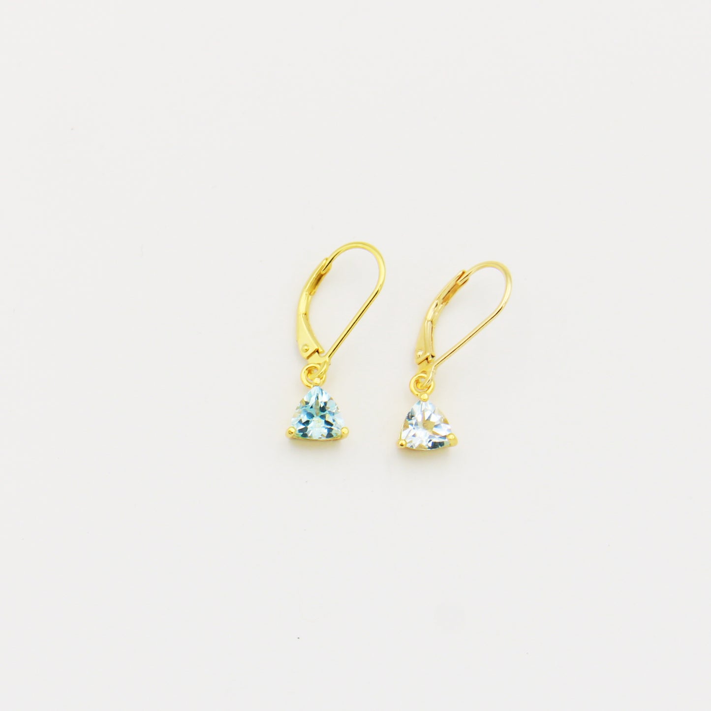 Blue Topaz Trilliant 18k GF Drop Earrings
