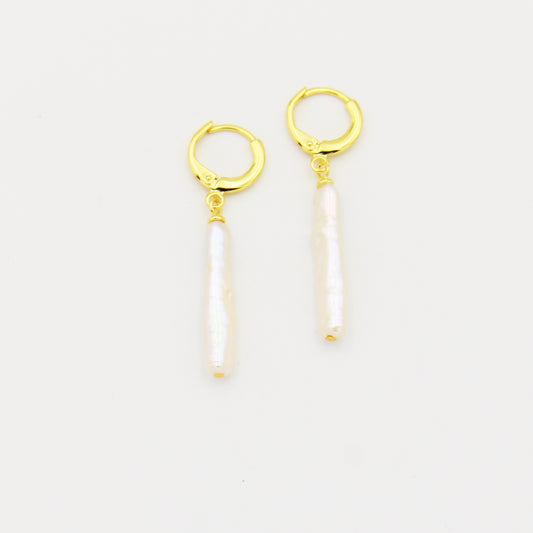 Long Baroque Pearl 18k GP Drop Earrings