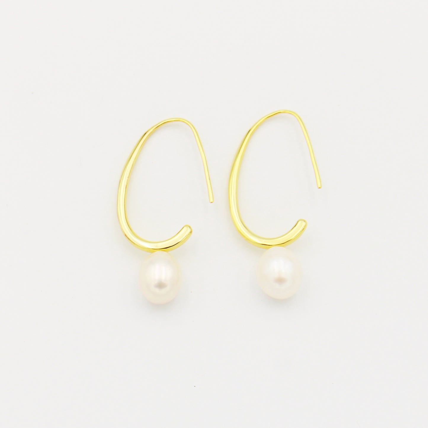 Pearl 18k GF Threader Drop Earrrings