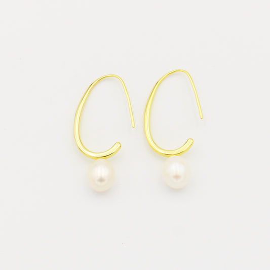 Pearl 18k GF Threader Drop Earrrings