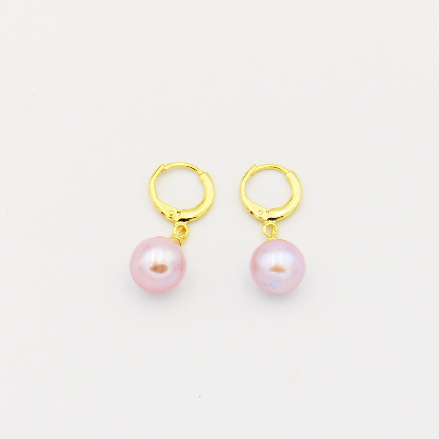 18k Gold Filled Pink Pearl Drop Hoops