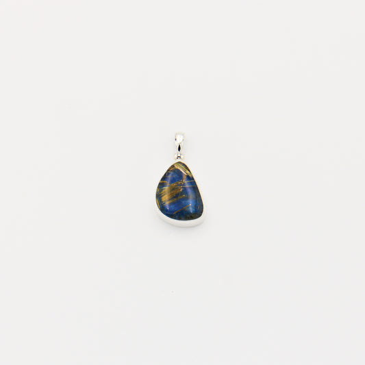 Lapis & Rutilated Quartz Doublet Wedge Sterling Pendant