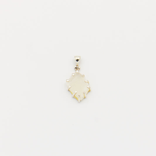 Moonstone Raw Slice Sterling Silver Prong Pendant