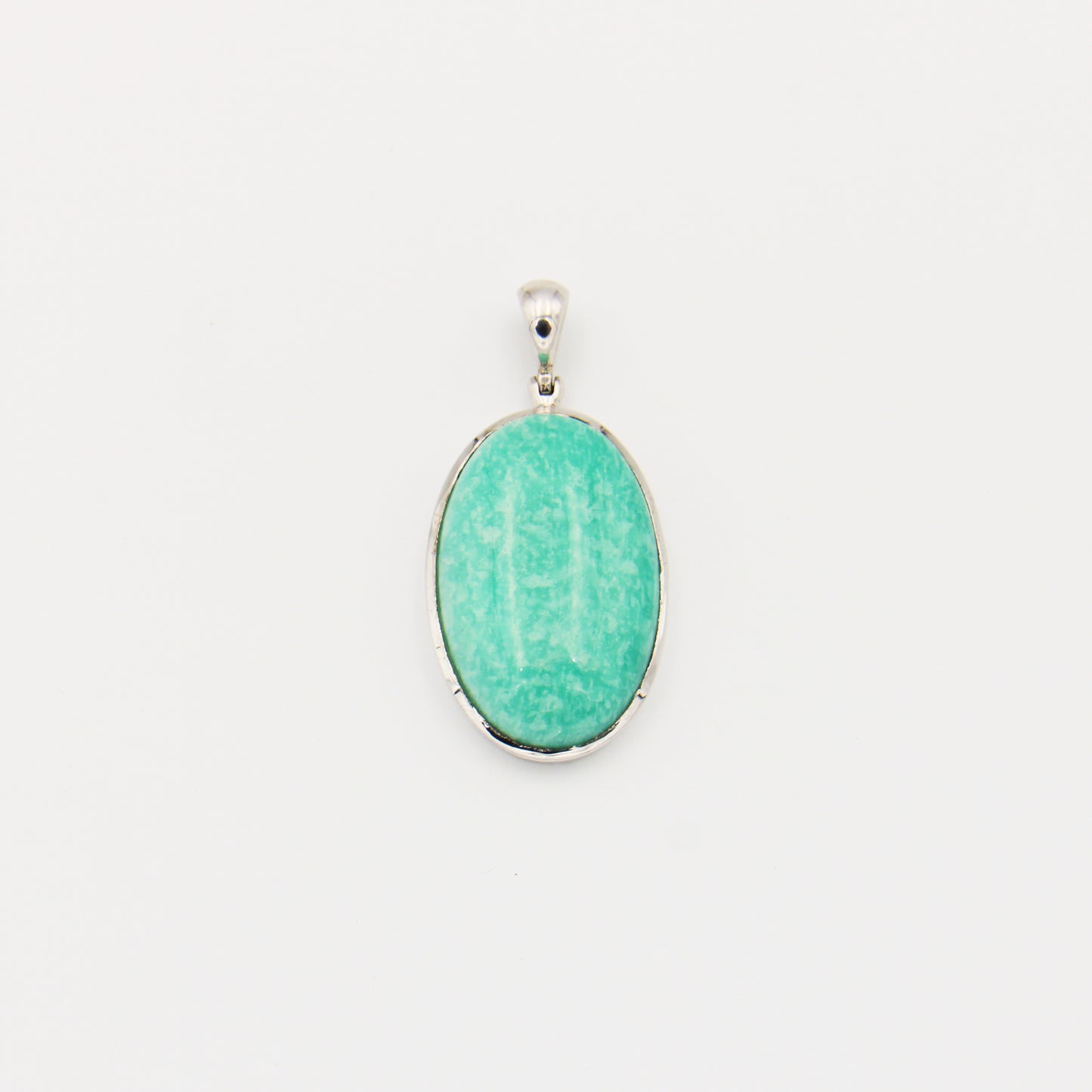 Amazonite Large Oval Sterling Pendant