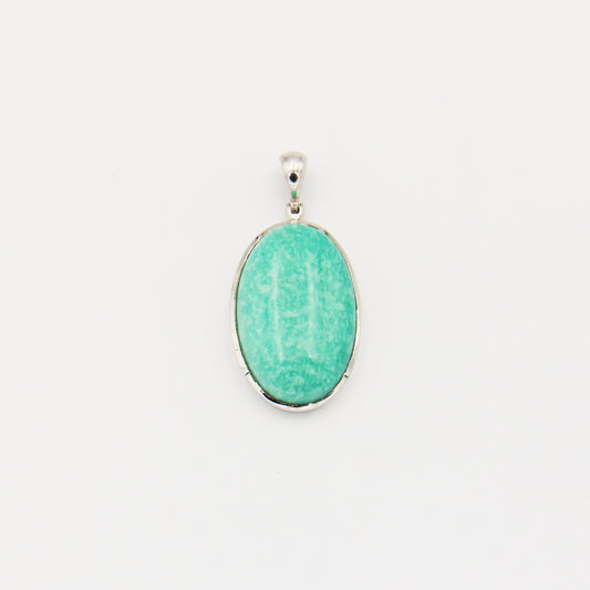Amazonite Large Oval Sterling Pendant
