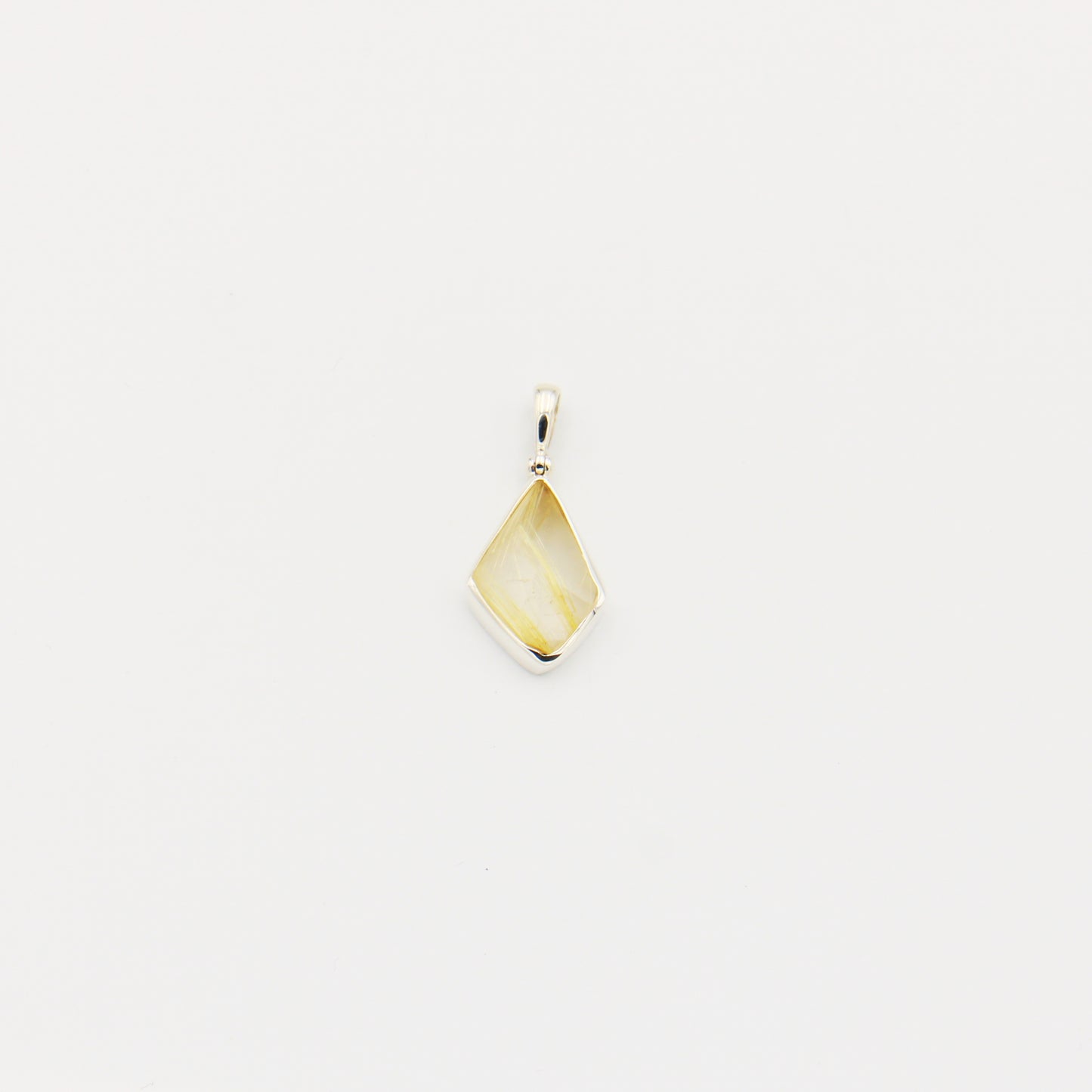 Rutilated Quartz Ovoid Sterling Pendant