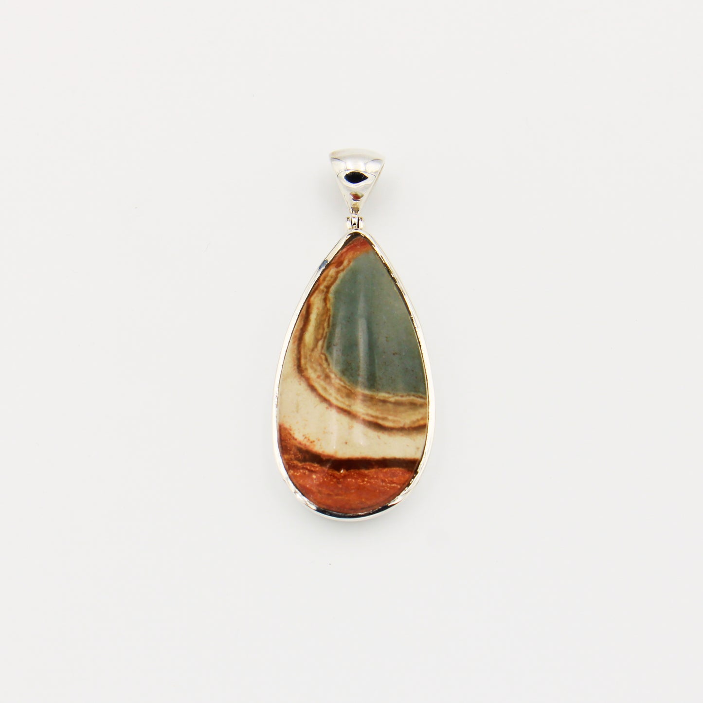 Picture Jasper Large Pear Sterling Pendant