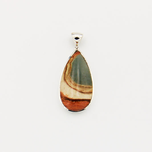 Picture Jasper Large Pear Sterling Pendant