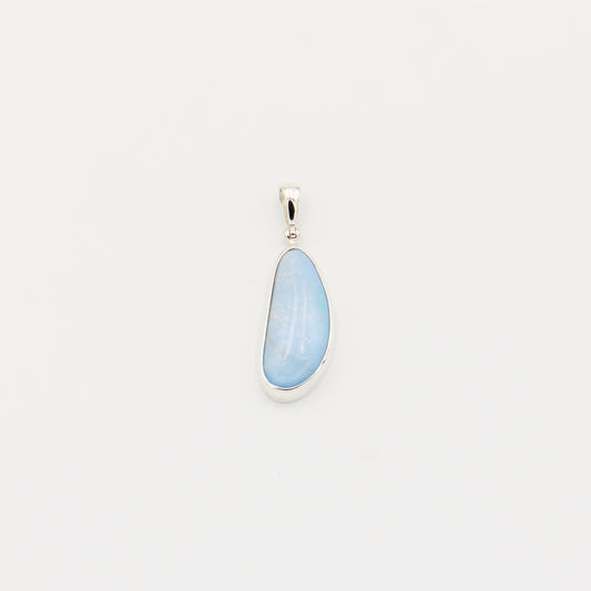 Owyhee Blue Opal Ovoid Sterling Silver Pendant