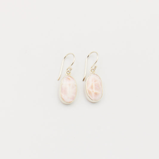 Pink Natrolite Oval Sterling Earrings