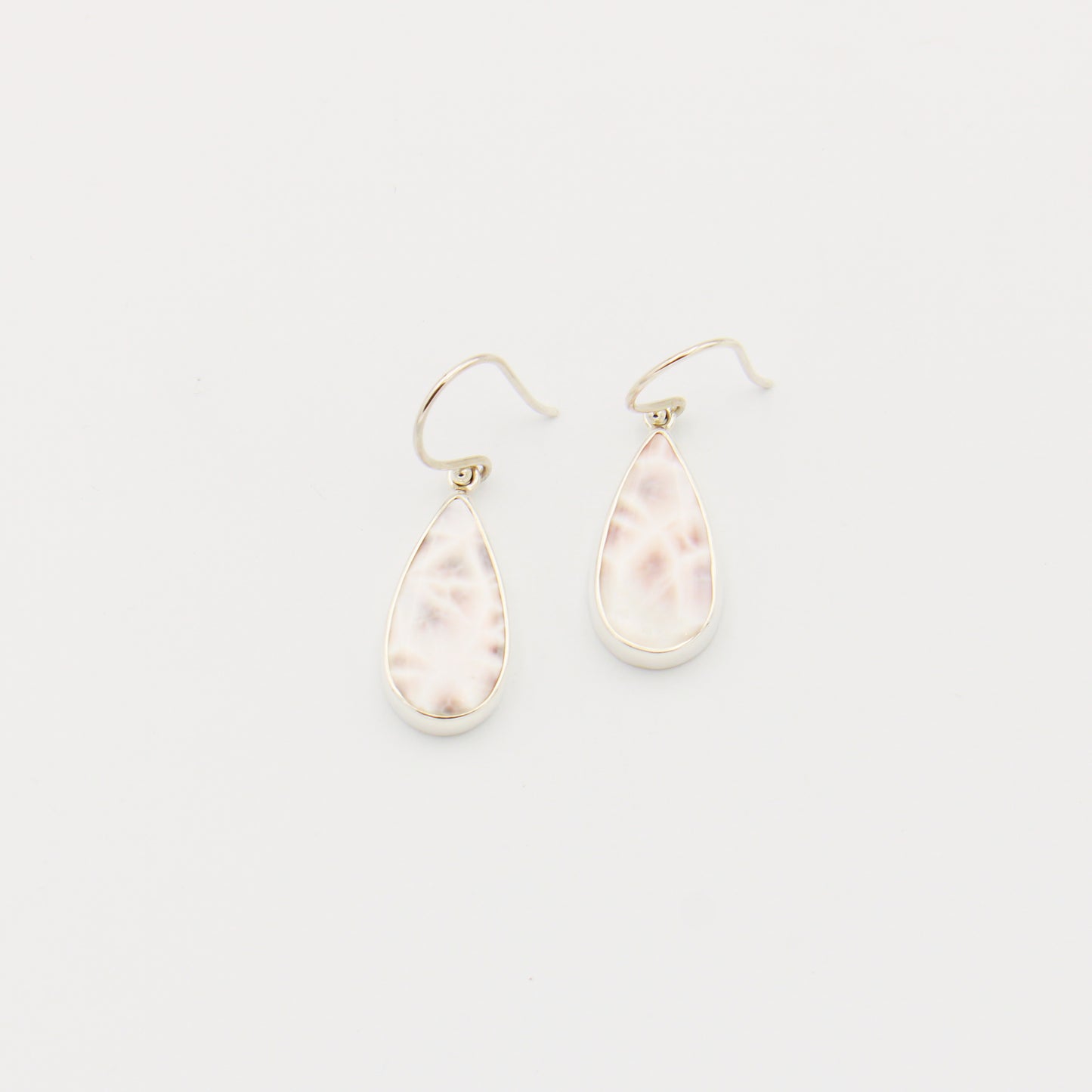 Pink Natrolite Teardrop Sterling Earrings