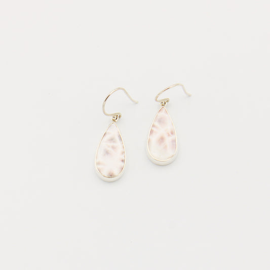 Pink Natrolite Teardrop Sterling Earrings