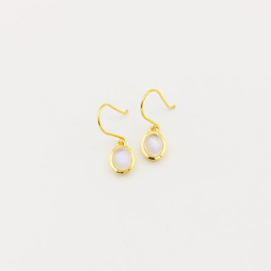 Rainbow Moonstone Oval GP Earrings