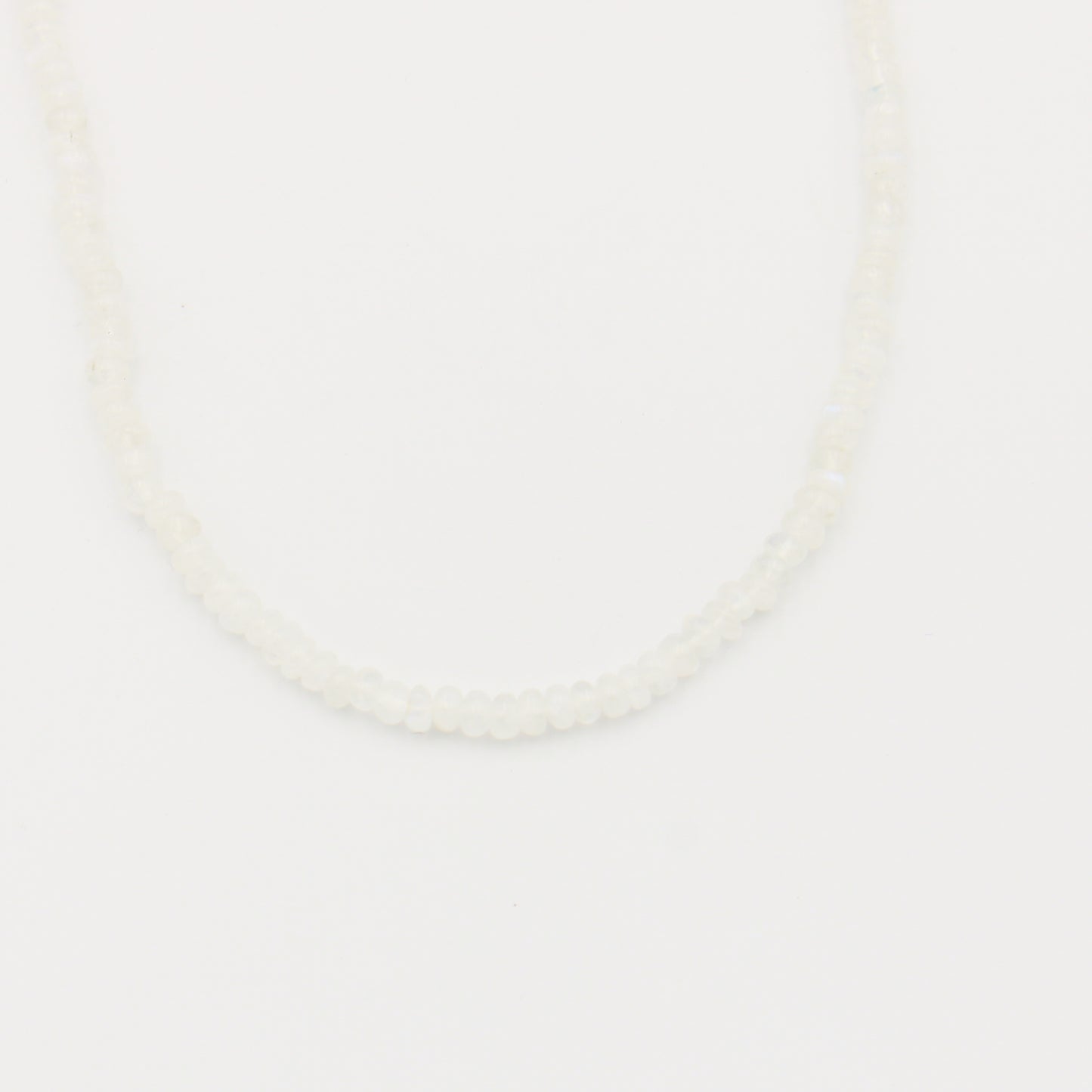 Moonstone Beaded Sterling Necklace 4mm - Adjustable