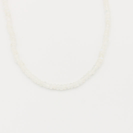 Moonstone Beaded Sterling Necklace 4mm - Adjustable