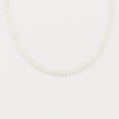 Moonstone Beaded Sterling Necklace 5mm - Adjustable