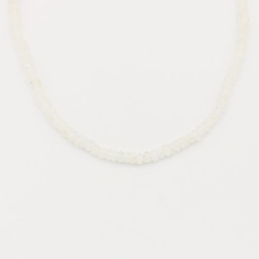 Moonstone Beaded Sterling Necklace 5mm - Adjustable