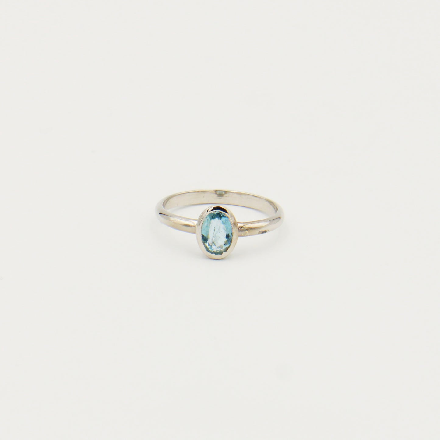 Aquamarine Oval Sterling Ring Size 8