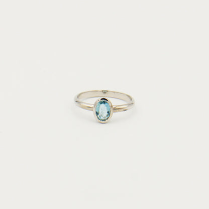 Aquamarine Oval Sterling Ring Size 8