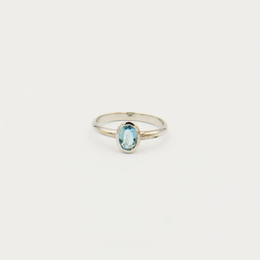 Aquamarine Oval Sterling Ring Size 8
