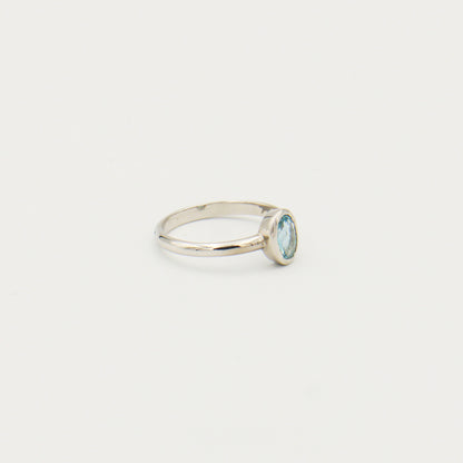 Aquamarine Oval Sterling Ring Size 8