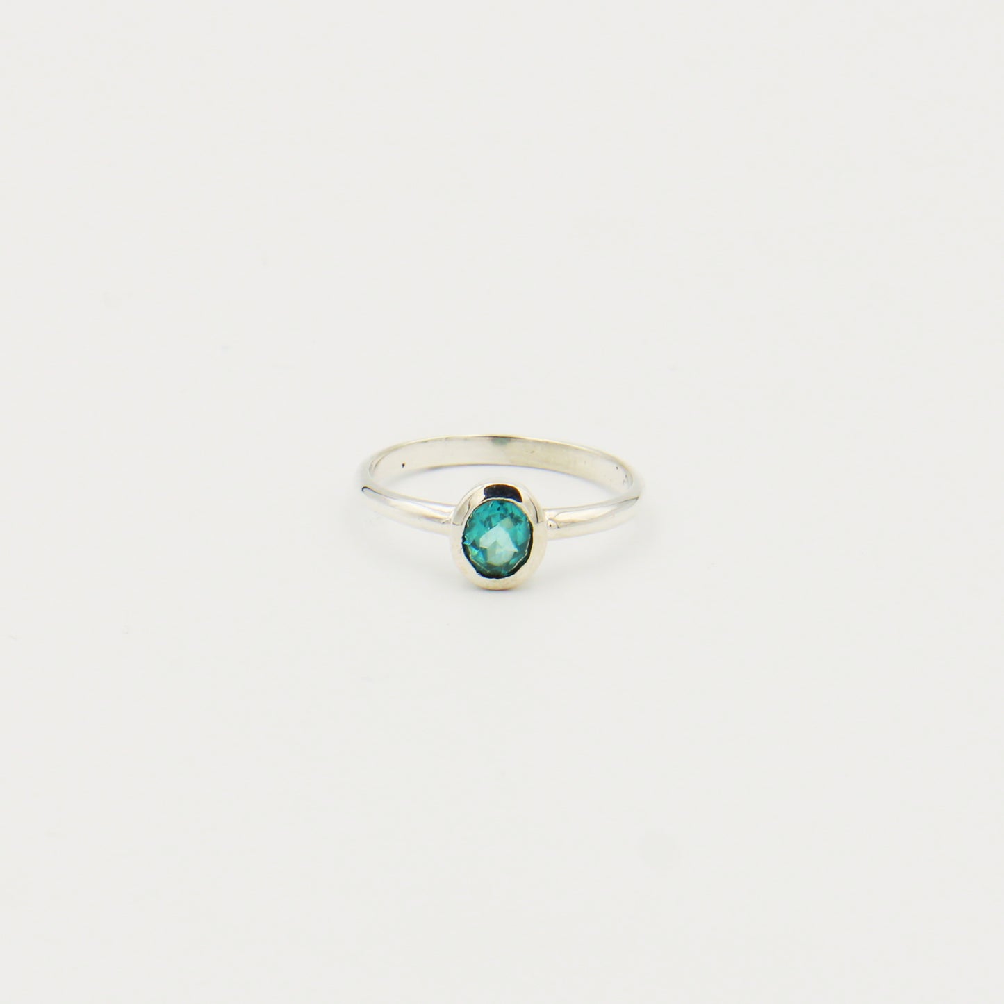 Blue Topaz Oval Sterling Ring Size 8