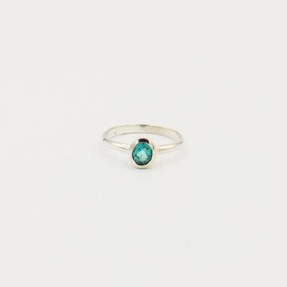 Blue Topaz Oval Sterling Ring Size 8