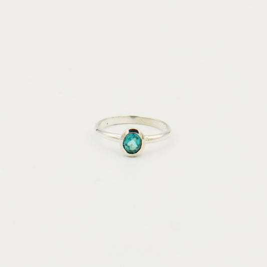Blue Topaz Oval Sterling Ring Size 8