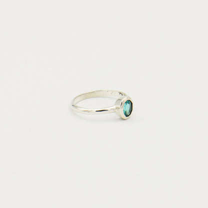 Blue Topaz Oval Sterling Ring Size 8