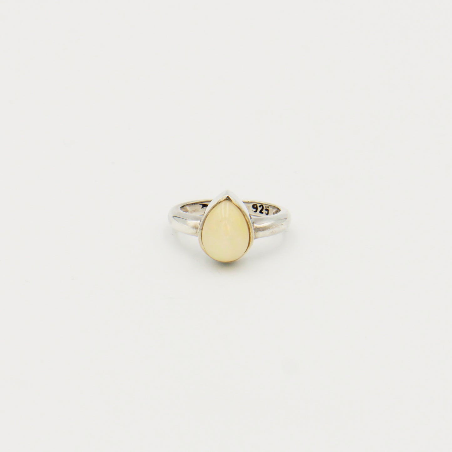 Ethiopian Opal Teardrop Sterling Ring Size 7