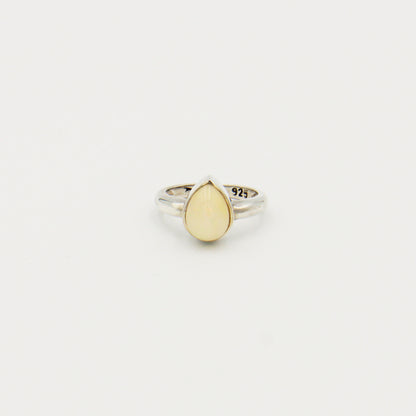 Ethiopian Opal Teardrop Sterling Ring Size 7