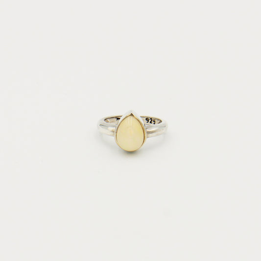 Ethiopian Opal Teardrop Sterling Ring Size 7