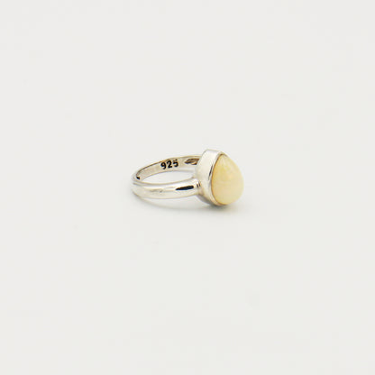Ethiopian Opal Teardrop Sterling Ring Size 7
