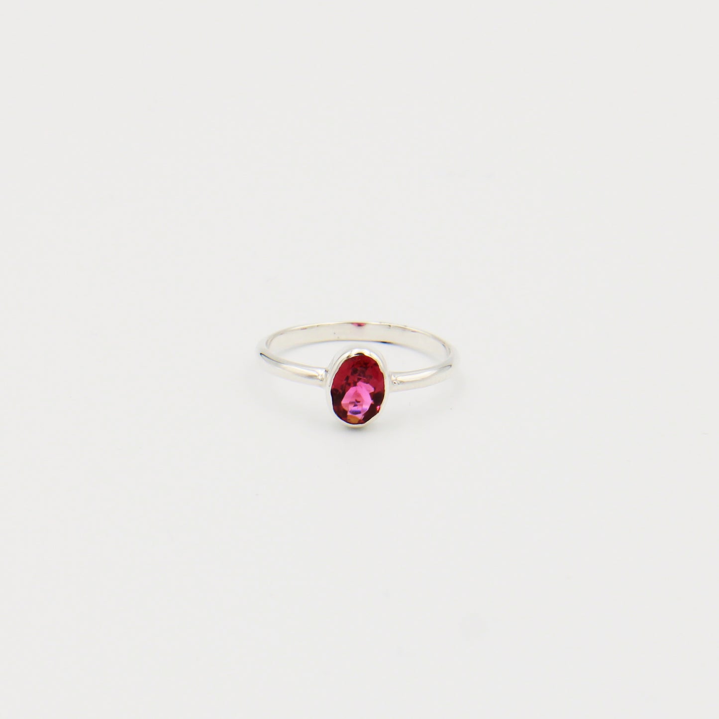 Pink Tourmaline Oval Sterling Ring Size 8