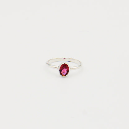 Pink Tourmaline Oval Sterling Ring Size 8