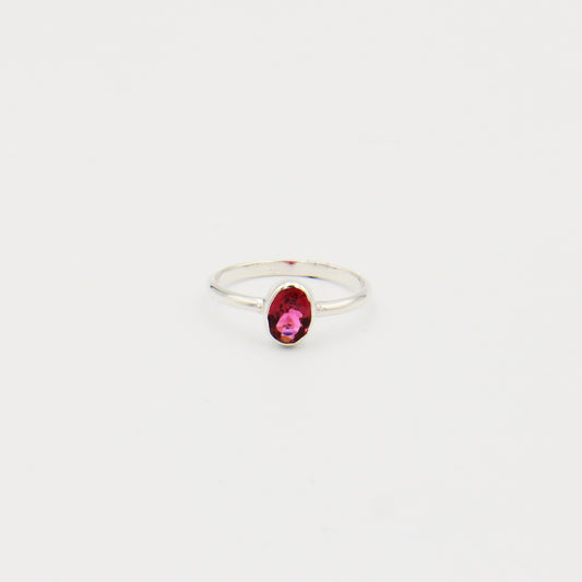 Pink Tourmaline Oval Sterling Ring Size 8