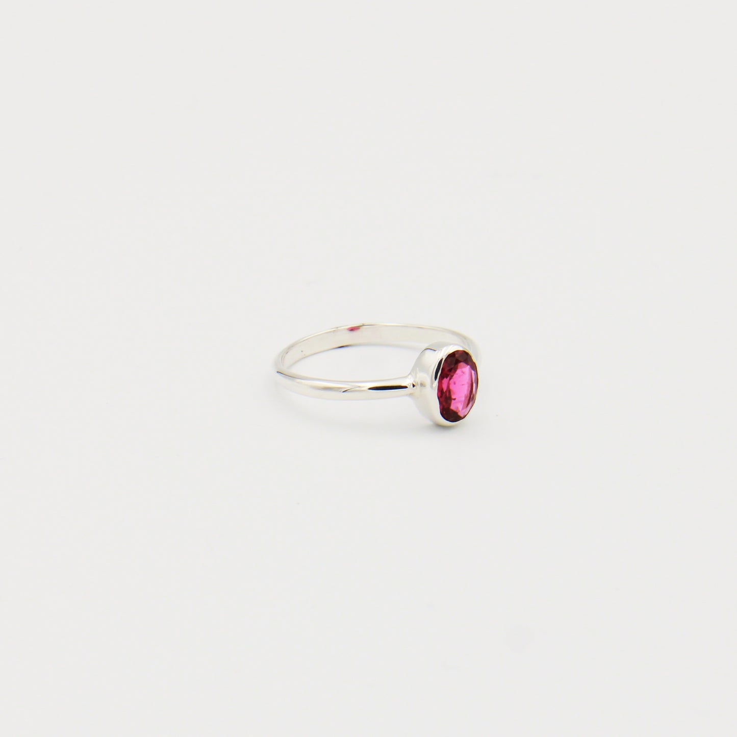 Pink Tourmaline Oval Sterling Ring Size 8