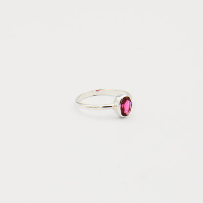 Pink Tourmaline Oval Sterling Ring Size 8