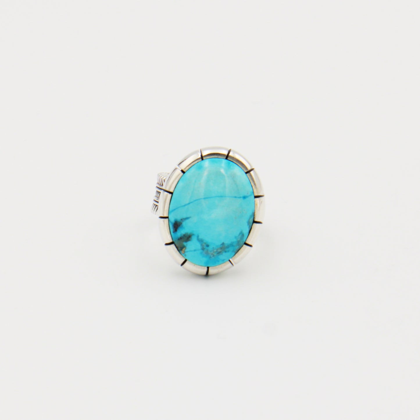 Turquoise Oval Sterling Statement Ring Size 8