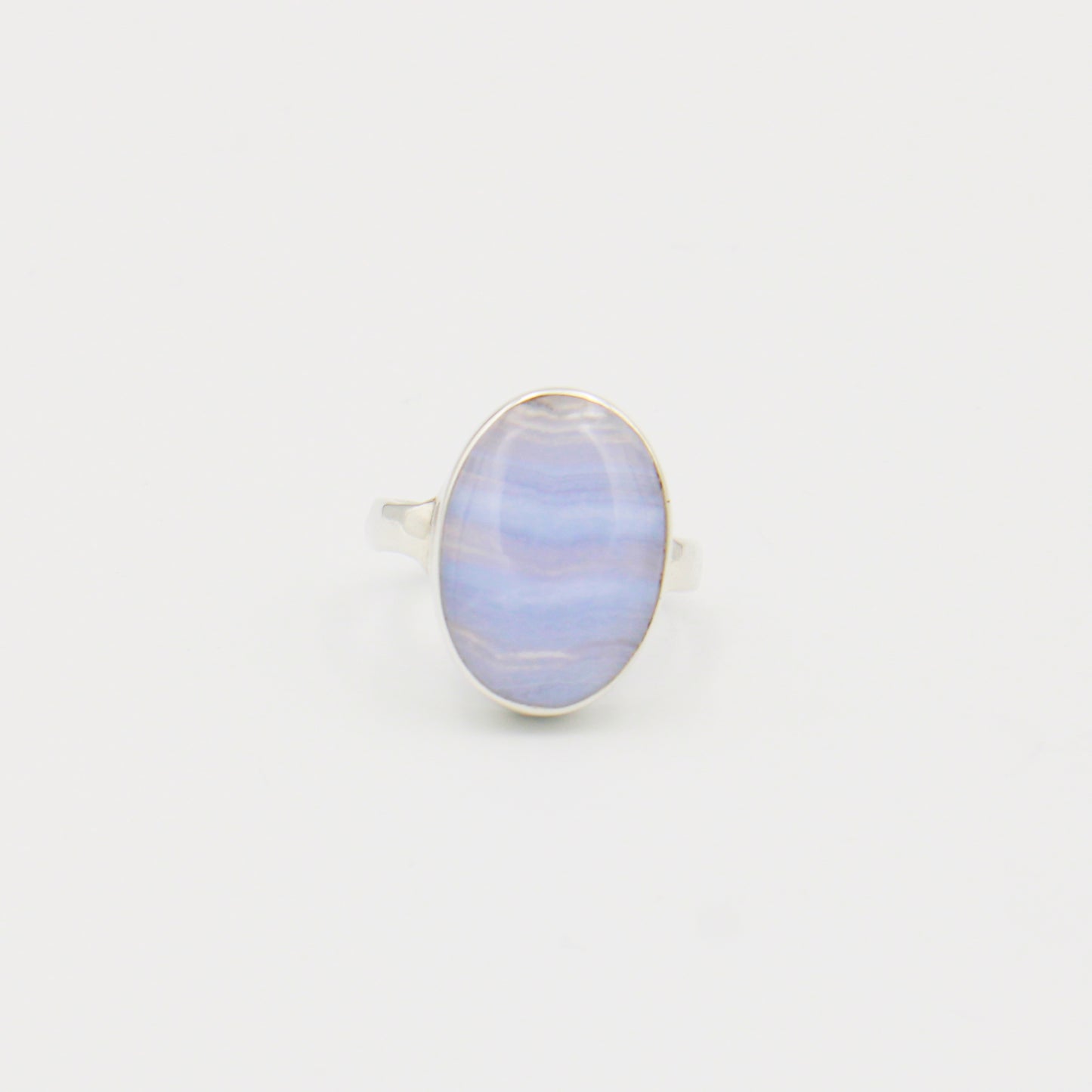 Blue Lace Agate Oval Sterling Ring Size 8