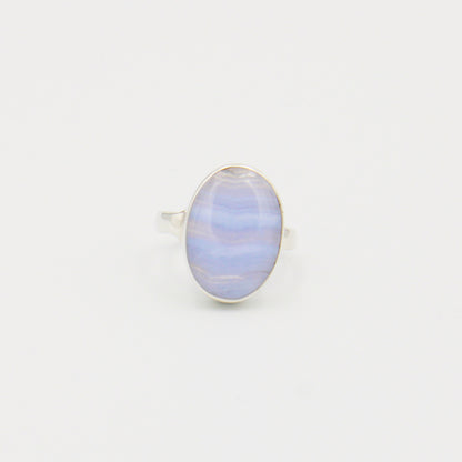 Blue Lace Agate Oval Sterling Ring Size 8
