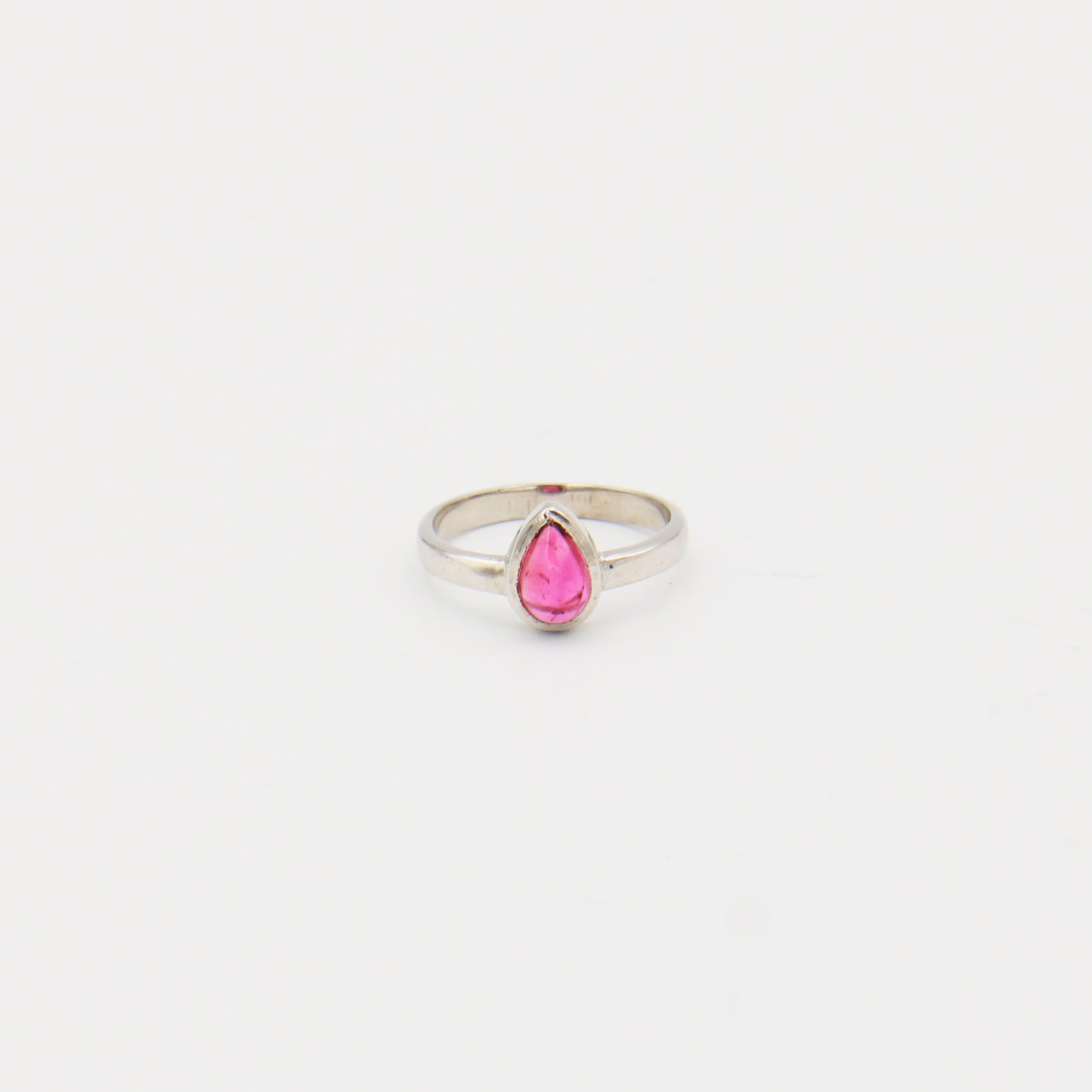 Pink Tourmaline Pear Sterling Ring Size 8