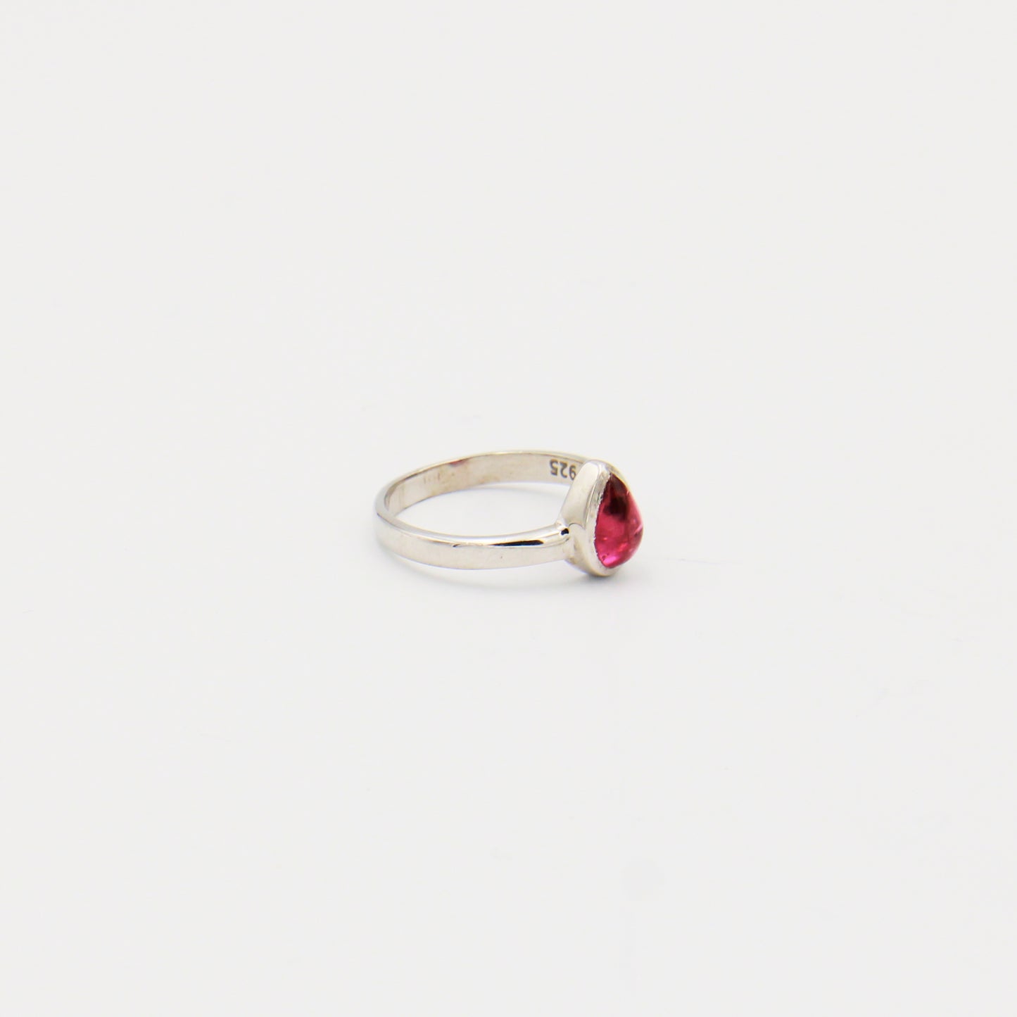 Pink Tourmaline Pear Sterling Ring Size 8