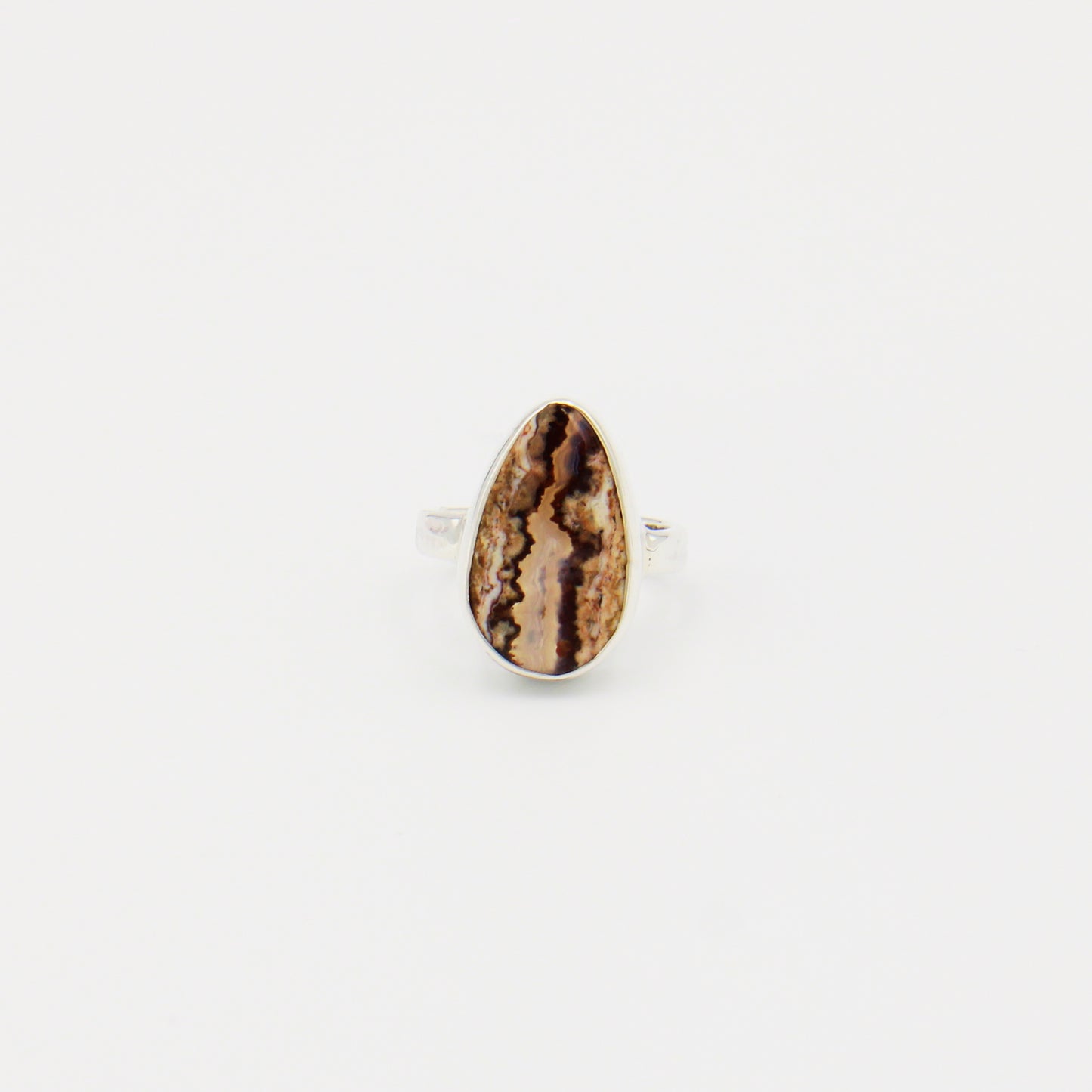 Arizona Verde Valley Agate Pear Sterling Ring Size 8