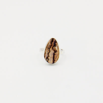 Arizona Verde Valley Agate Pear Sterling Ring Size 8