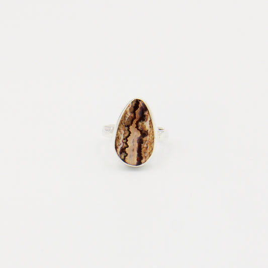 Arizona Verde Valley Agate Pear Sterling Ring Size 8